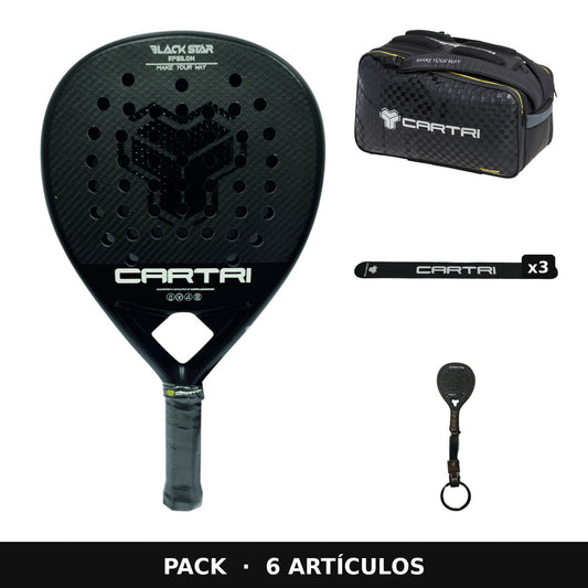 Pack Cartri: pala Black Epsilon, paletero Arkon, 3 protectores y llavero