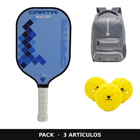 Pack Cartri pickleball: pala Malibú, mochila Balder y 12 pelotas